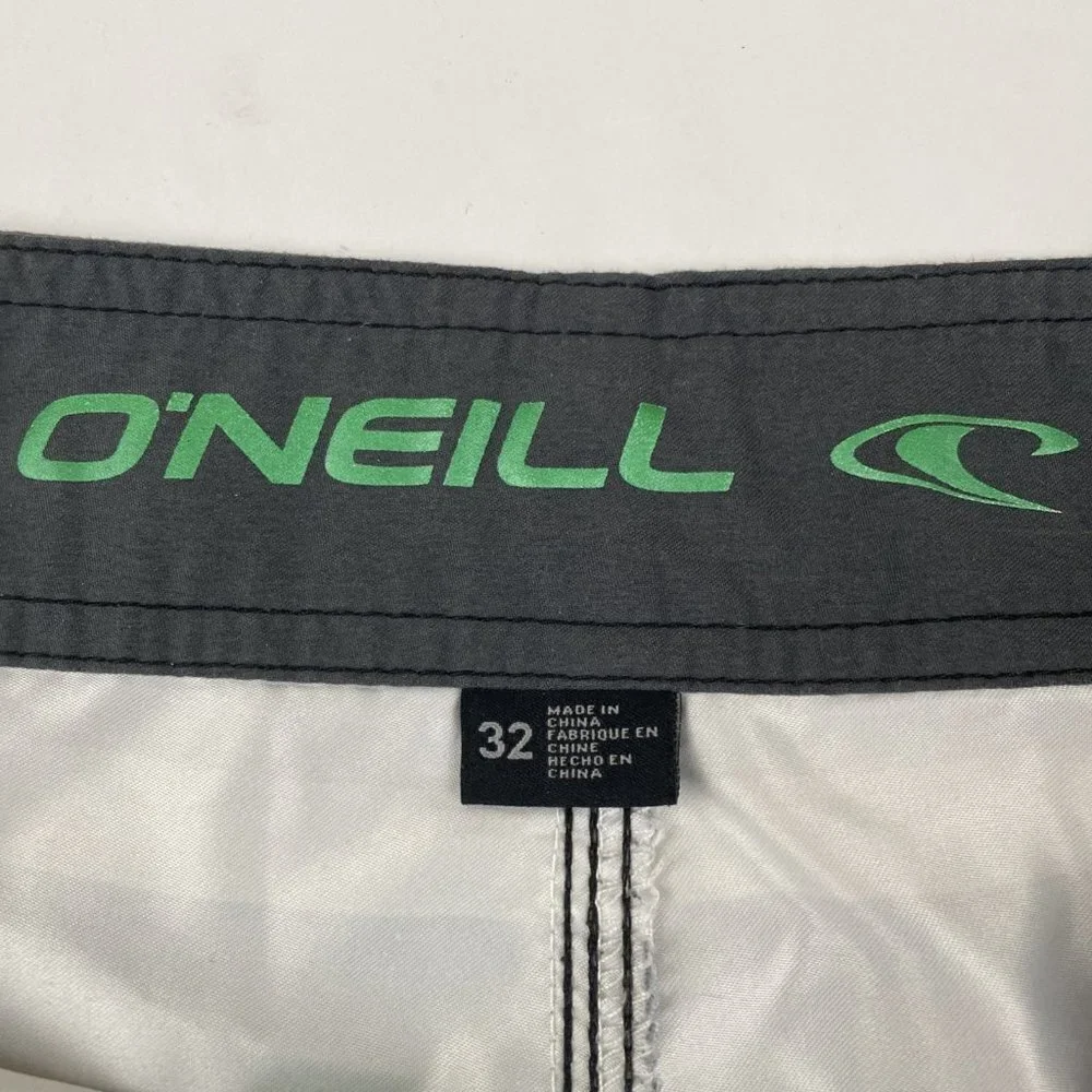 O'Neill Board Shorts Men's Size 32 Green Black Polyester Pocket Lightweight